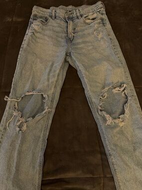 American Eagle Outfitters Light Blue Distressed Flare Jeans